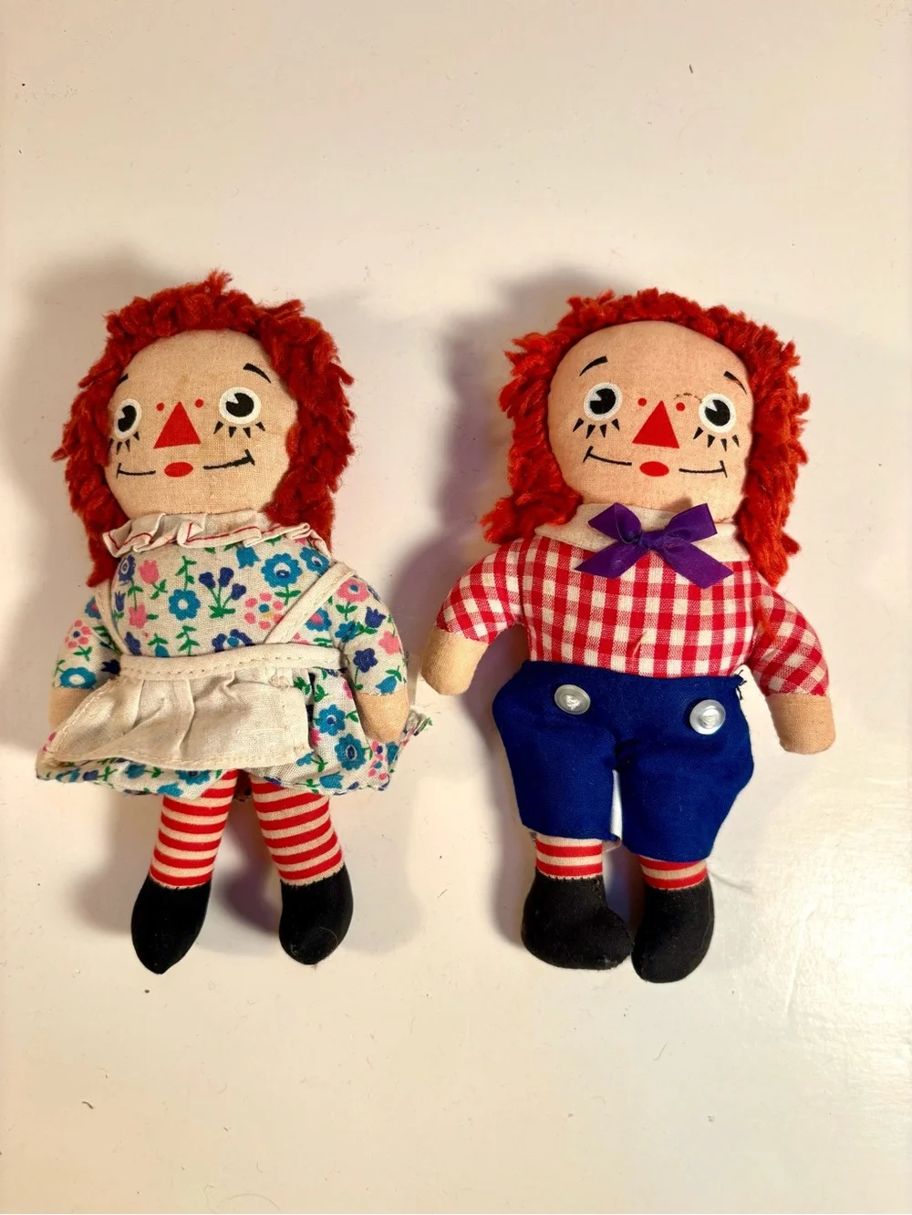 Vintage Raggedy Ann & Andy cloth 7” dolls